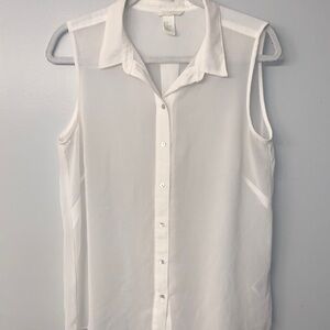 H&M Sheer Sleeveless Ivory Blouse Size 8